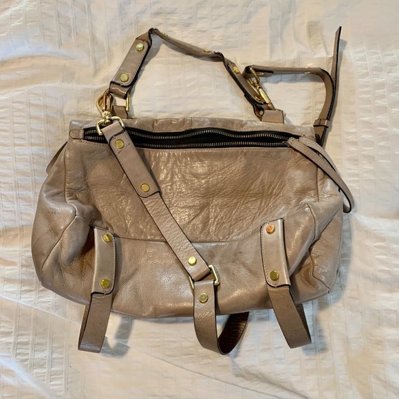 Golden Lane Soave Duo Bloomingdale’s Medium Leather Satchel Purse Bag - Picture 13 of 16